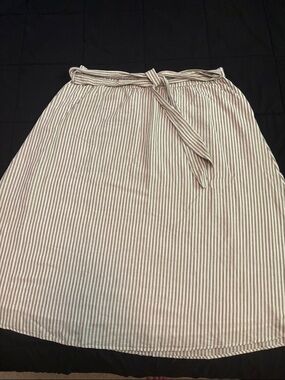 Talbots Plus 2X striped flowy casual date night office Tie-Waist Midi Skirt